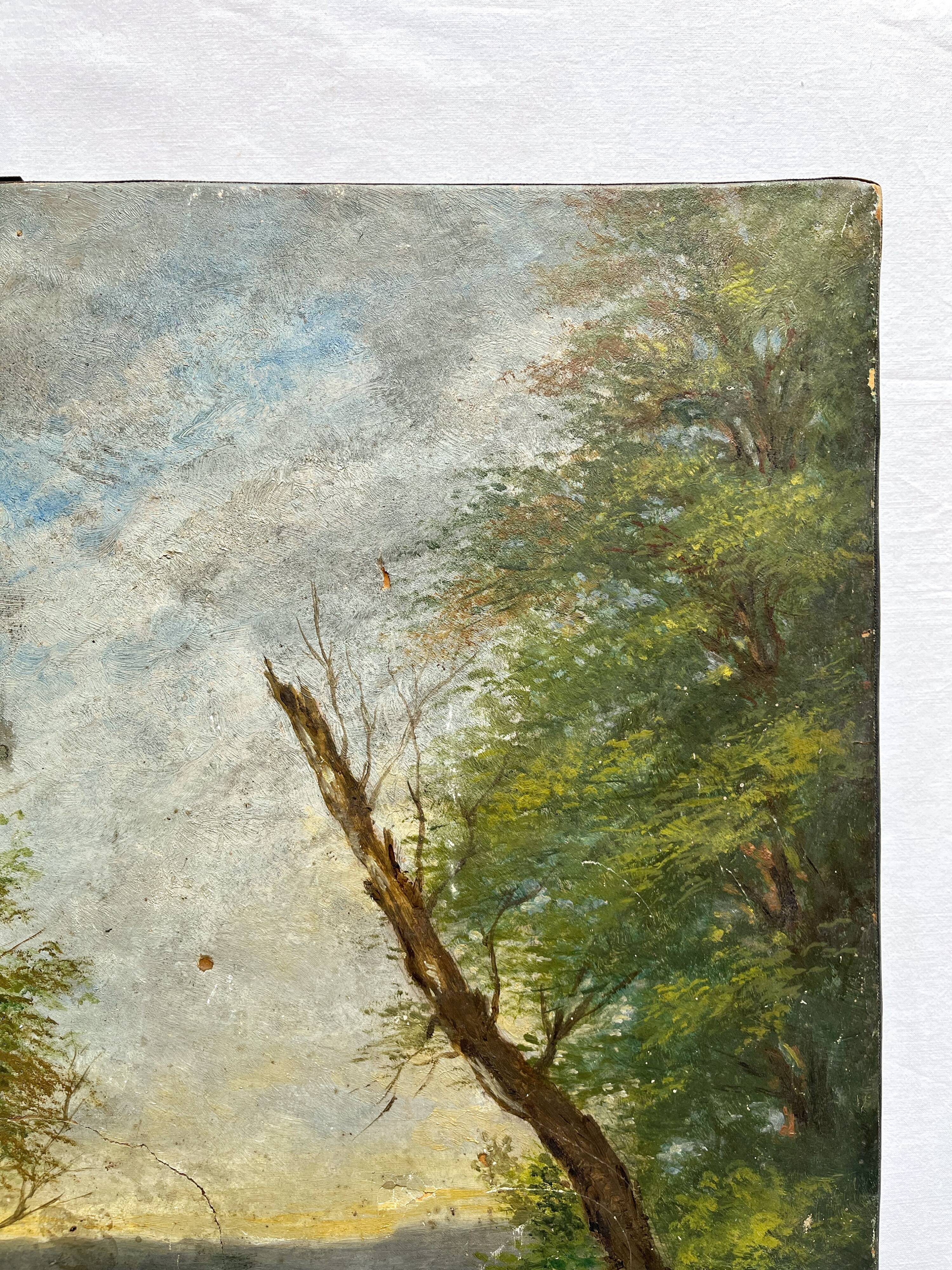 Peinture huile sur toile paysage datée de 1904