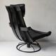 Black leather armchair by Åke Fribytter for Nelo möbel from the 70s