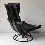 Black leather armchair by Åke Fribytter for Nelo möbel from the 70s