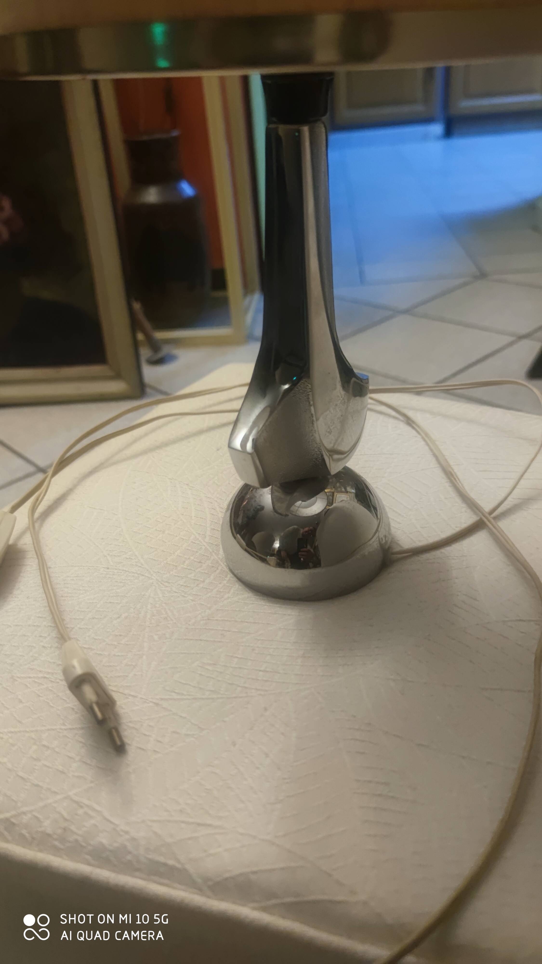 Chrome-plated metal lamp circa 1970