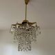 Midcentury brass crystal chandelier