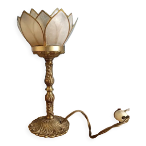 Lampe chevet fleur lotus - bronze laiton
