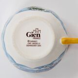 Set of 2 Gien Magellan "Caribbean" cups and saucers, vintage earthenware