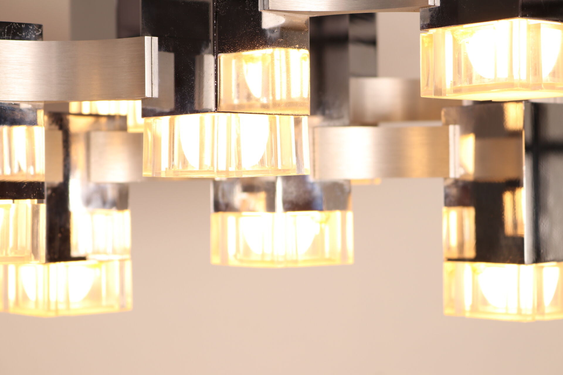 Ceiling light model 'Cubic' with 13 light units by Sciolari - Italy - 1970's