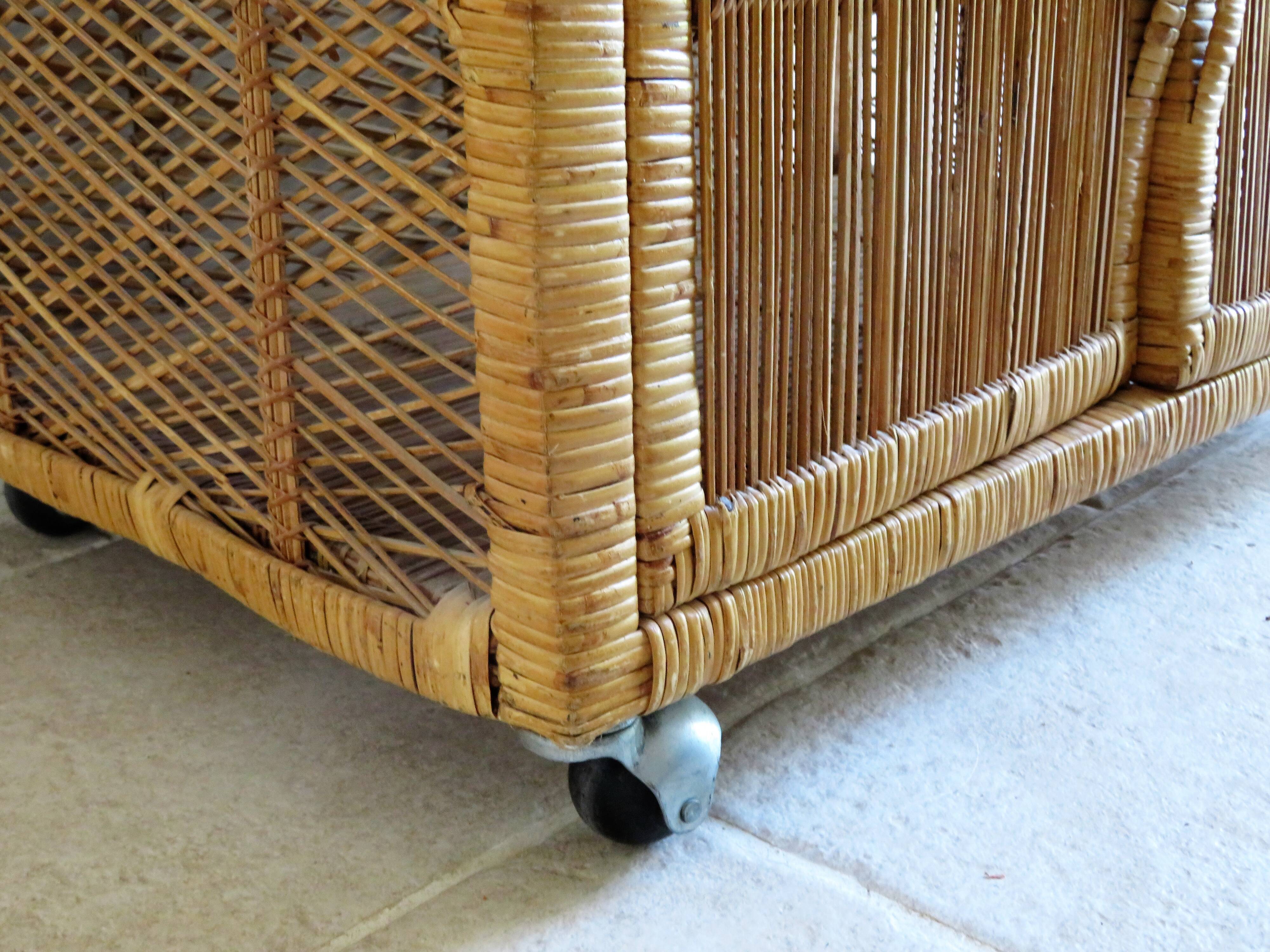Vintage rattan serving table