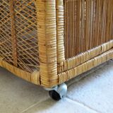 Vintage rattan serving table