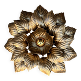 Grande applique florale Masca en métal doré, Italie 1970