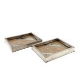Hollywood regency set of 2 trays / vide poche, Tommaso Barbi Italy 1970s