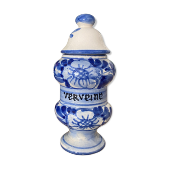 Apothecary porcelain pot Verbena painted by hand