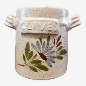 Olive stoneware pot