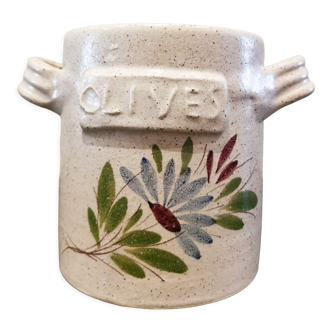 Olive stoneware pot