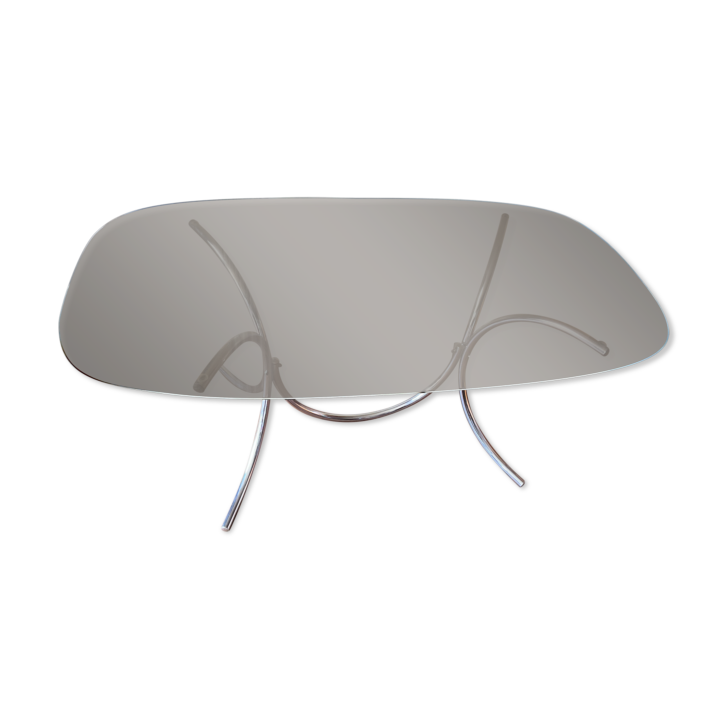 Living room table in smoked glass and vintage metal
