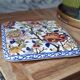 Square plate in Gien earthenware – Polychrome floral decoration