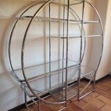Étagère ronde chromée style Bauhaus