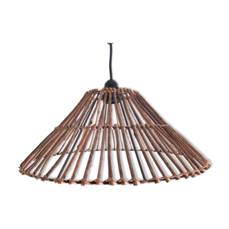 Vintage hanging raw wicker and rattan