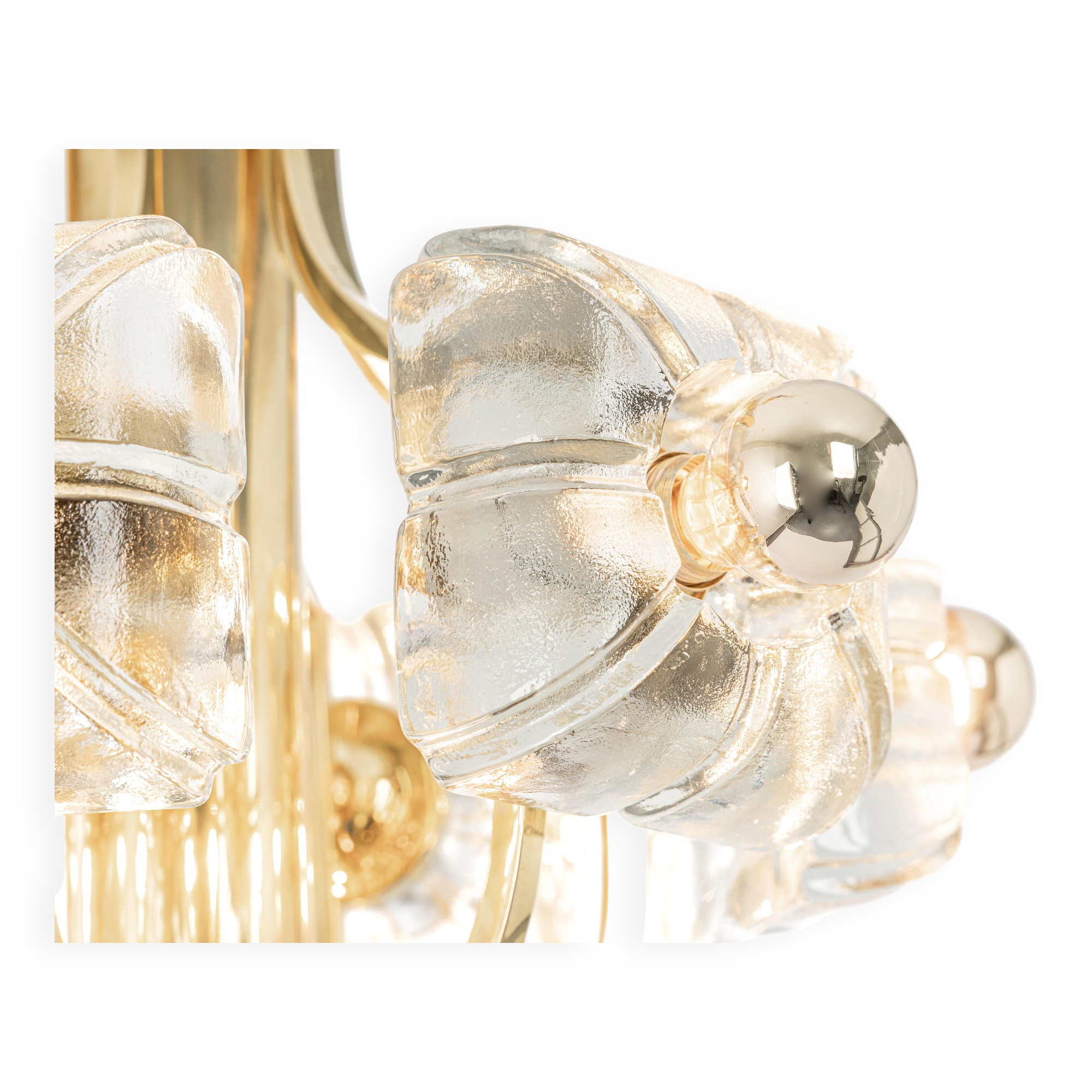 Large brass and crystal glass pendant by Sische, Germany, 1970s.