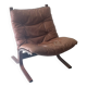 Fauteuil scandinave en cuir cognac "Siesta" par Ingmar Relling pour Westnofa 1960