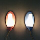 Set of 2 Wall lamps pink & blue 1950’s