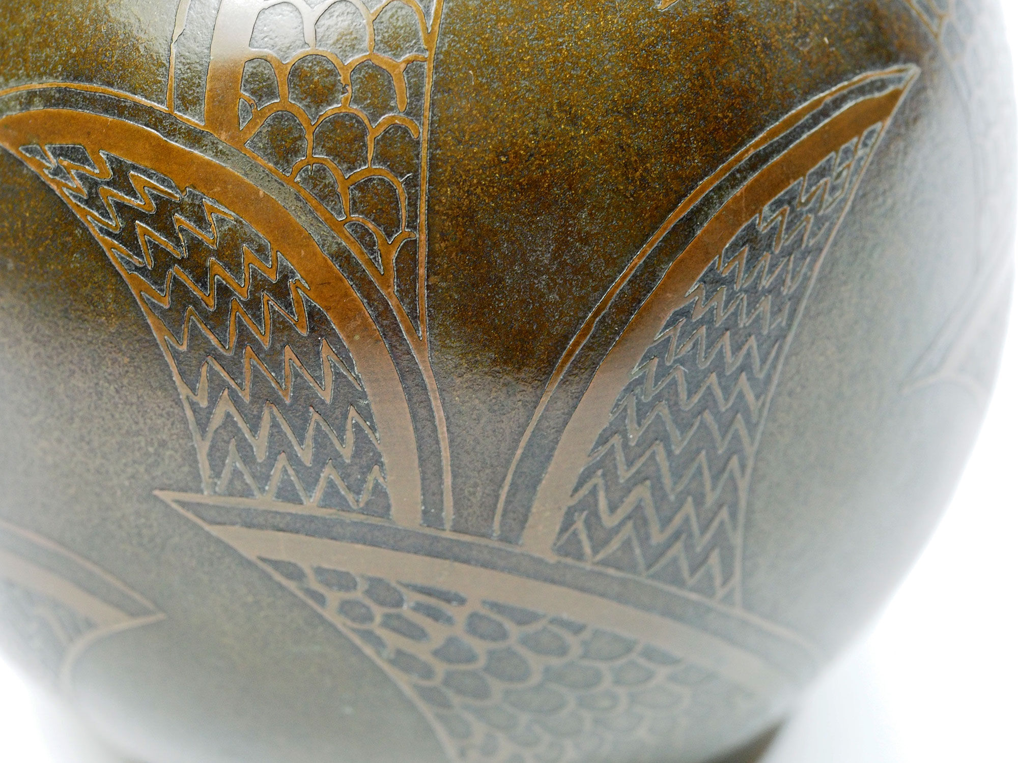 Art deco french dinanderie brass evolution vase by Paul Louis Mergier
