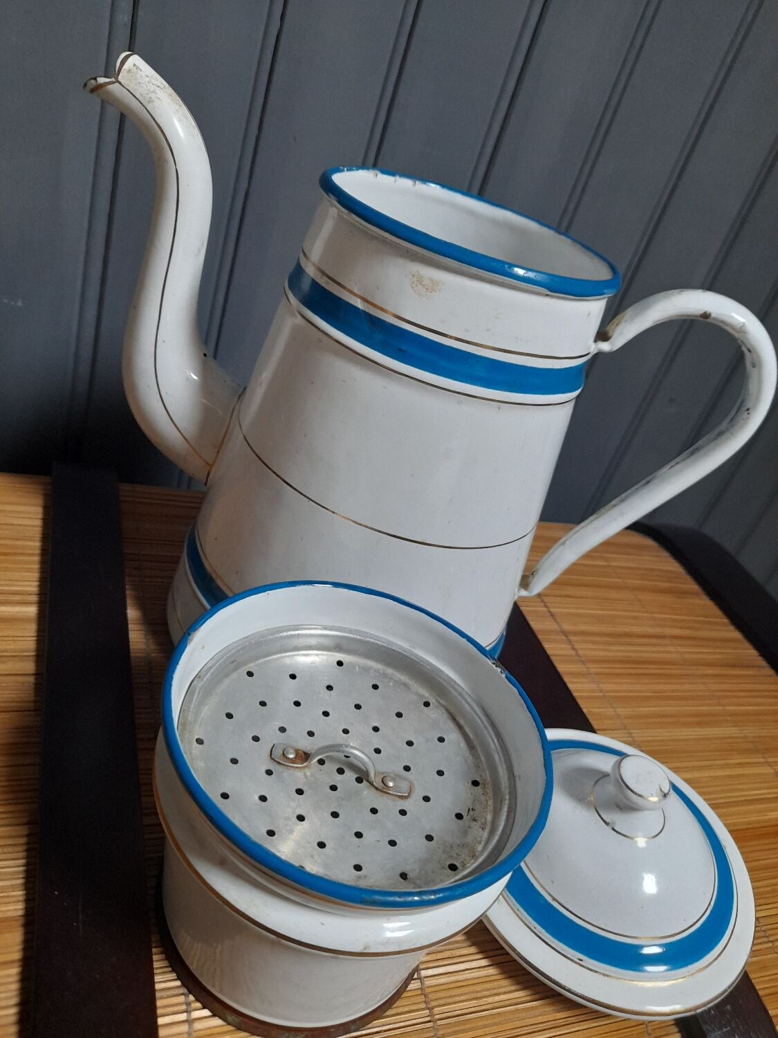 Old enameled coffee pot