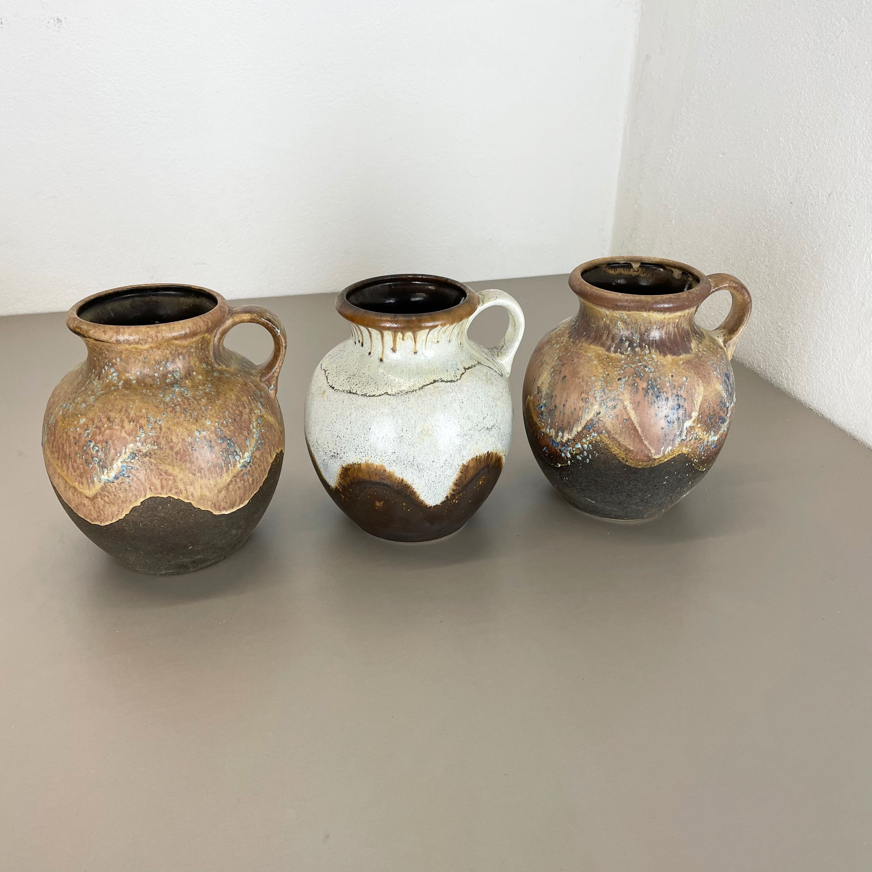 Set of 3 Rare Ceramic Pottery "Lava" Vases by Dümler and Breiden, Germany, 1960s