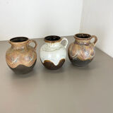 Set of 3 Rare Ceramic Pottery "Lava" Vases by Dümler and Breiden, Germany, 1960s