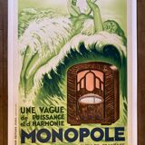 Old poster radio a wave of power and harmony in 1934, radio monopole a + 79 x 124