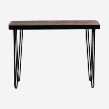 Console en bois massif sur pieds épingles noir