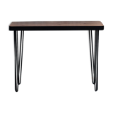 Solid wood console on black pins