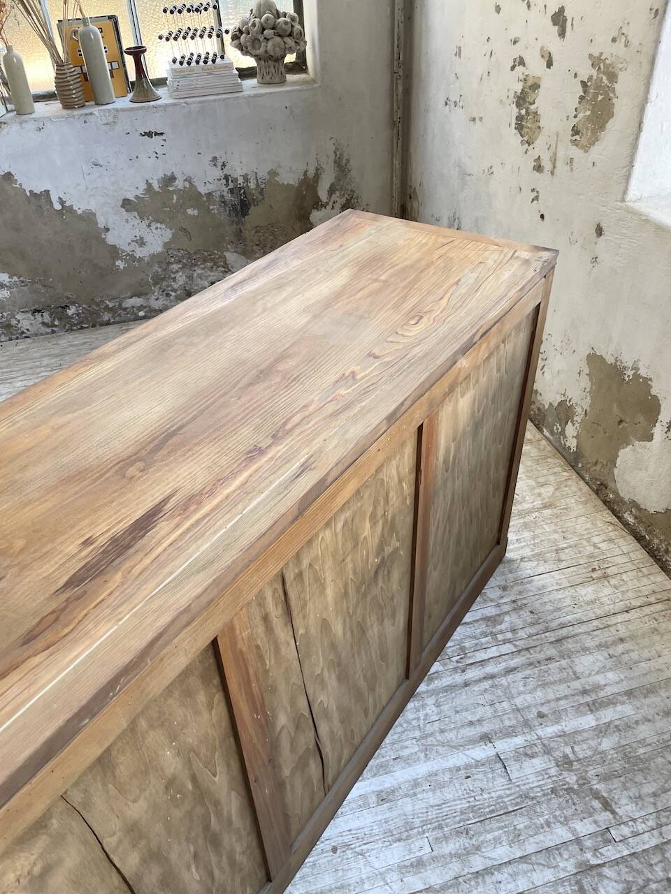 50s pitch pine haberdashery cabinet