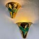 Pair of Italo Valenti brutalist wall sconces in bronze, Spain, 1970s