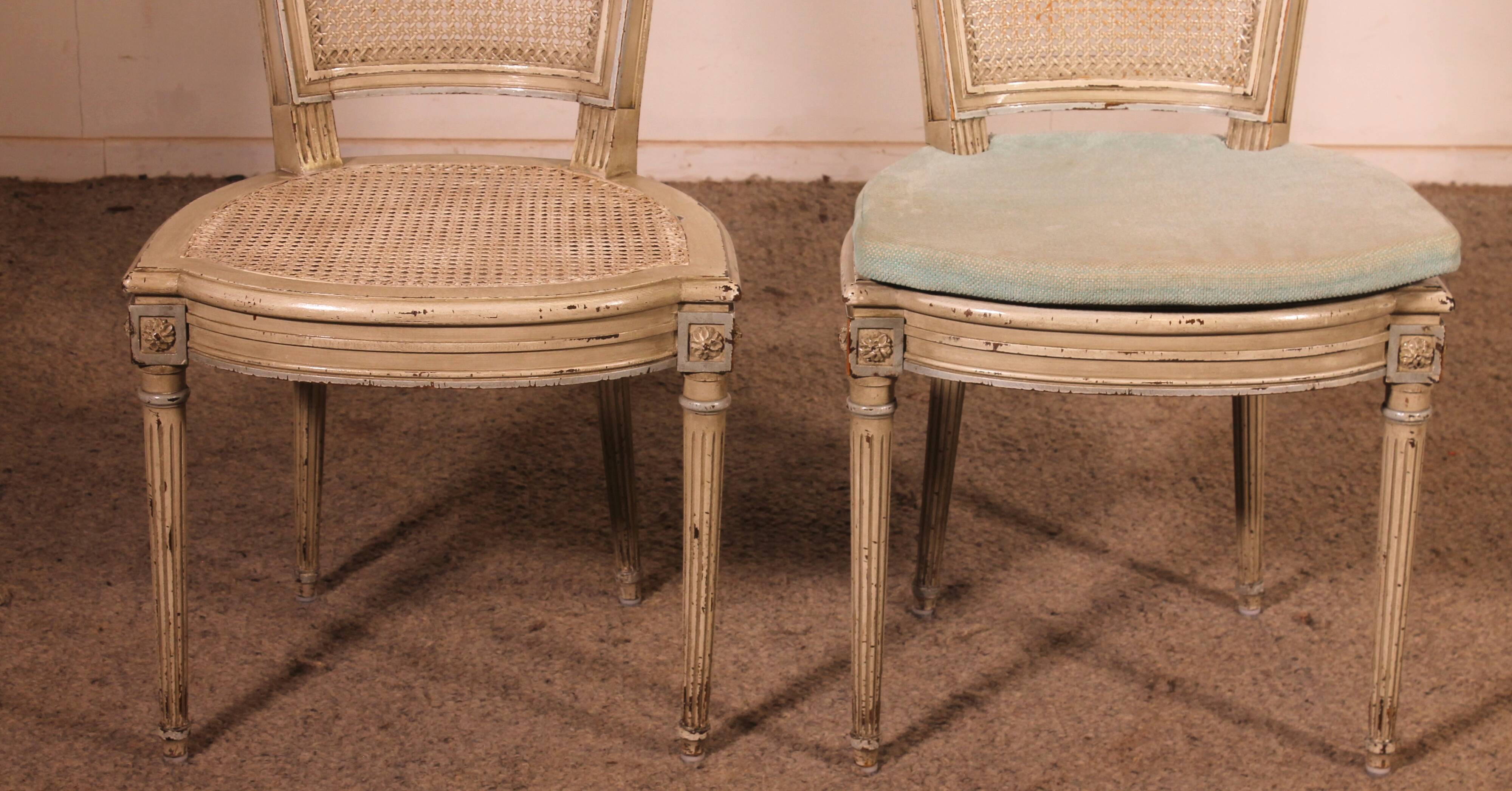 Set Of 12 Louis XVI Style Chairs In Polychrome Wood - 19th Century