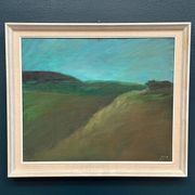 Original Swedish Oil on Canvas – "Landscape" by Dina Mortensen – Signed DM – Vintage and Framed – 53 × 45.5 cm (20.9" × 17.9")