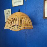 Abat jour pendant lamp in vintage wicker