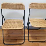 70s rattan folding chairs