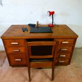 Art Nouveau oak desk and chair
