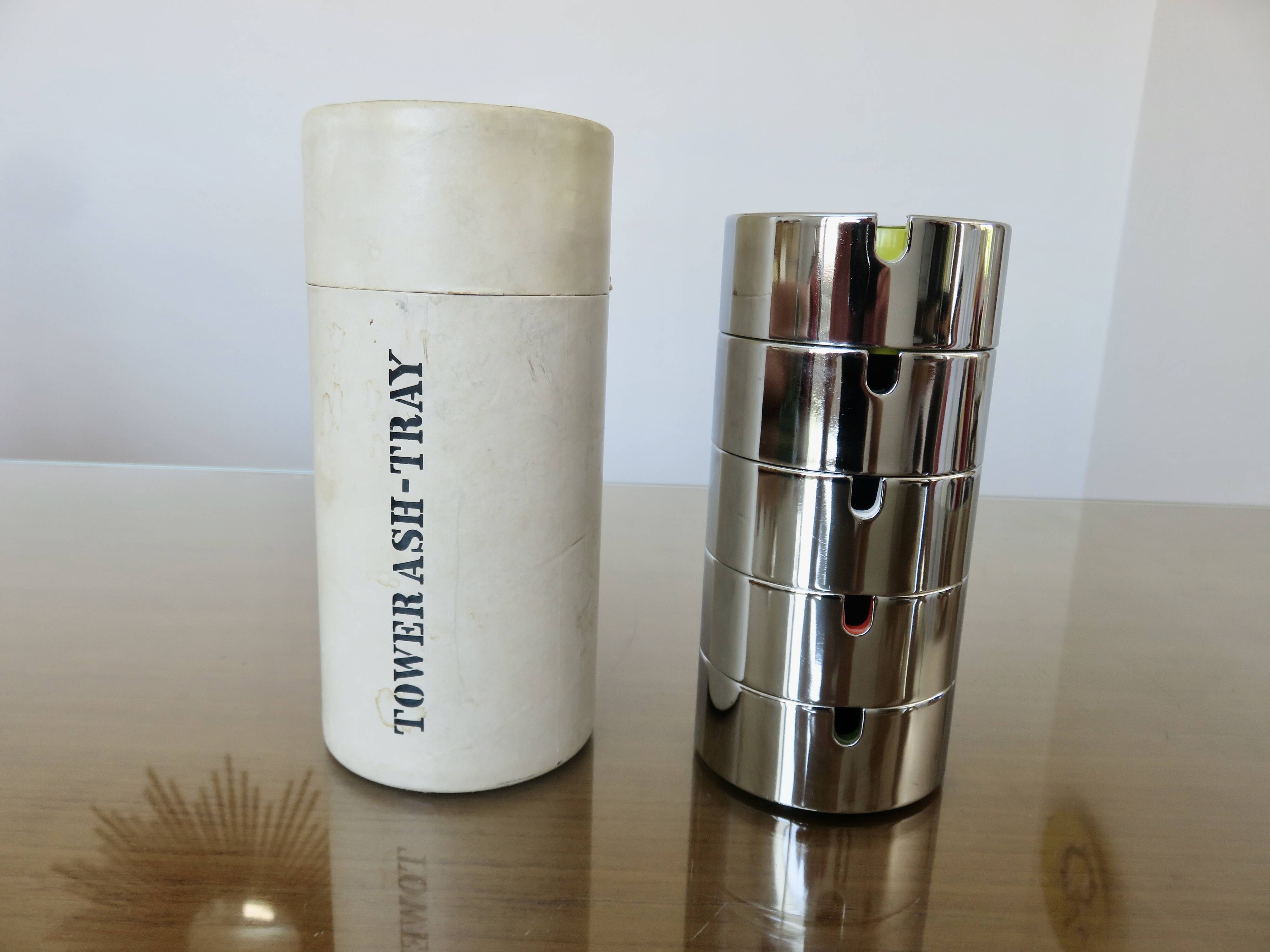 Isamu Kenmochi, 5 stackable ashtrays, new, in original box, 1970