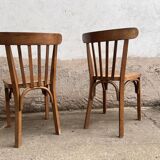 Pair of vintage wooden bistro chairs