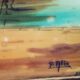 Marine painting, fixed on glass, signed P. Alix, art deco, old