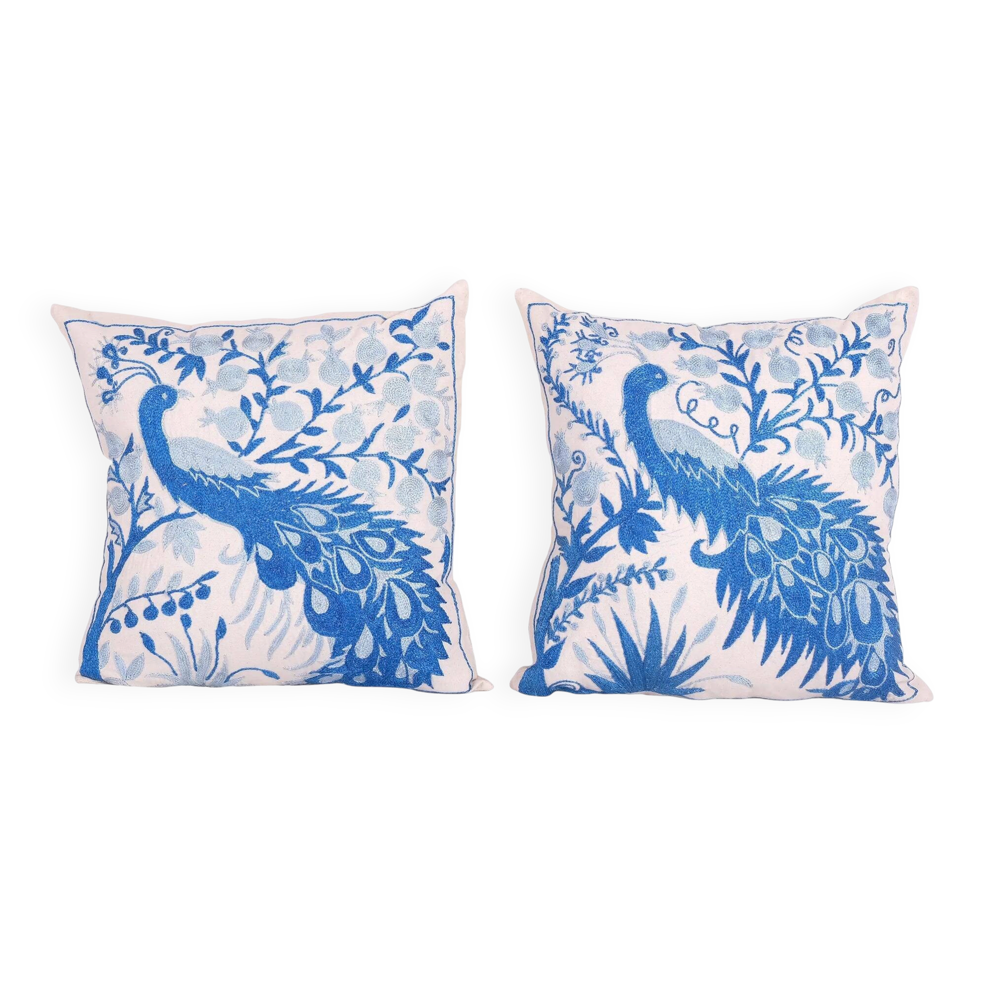 Set of 2 vintage embroidered cushion covers 46x46 cm