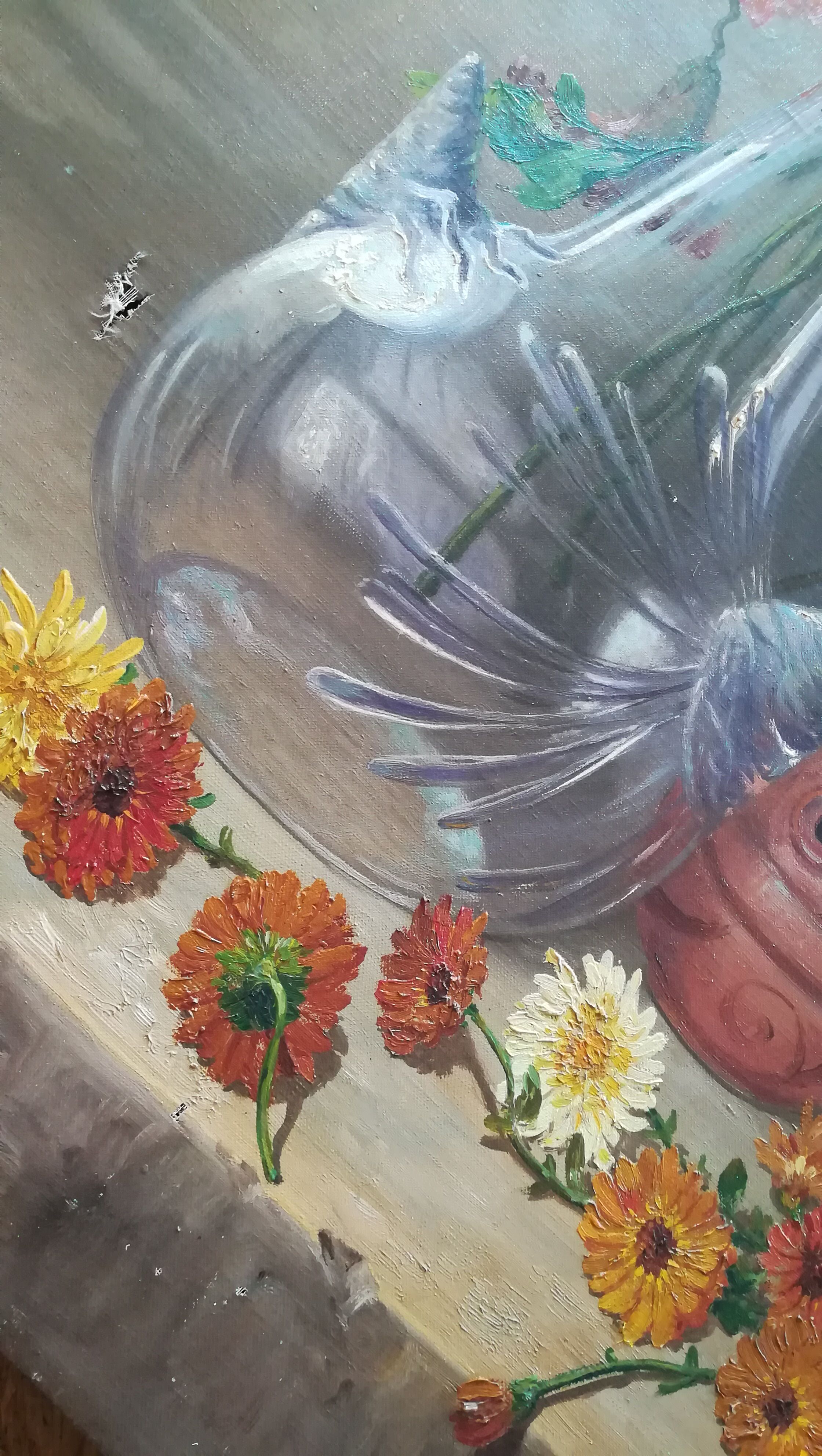 Pair of paintings of flowers