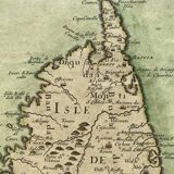 Old map of the Isle of Corsica framed under glass