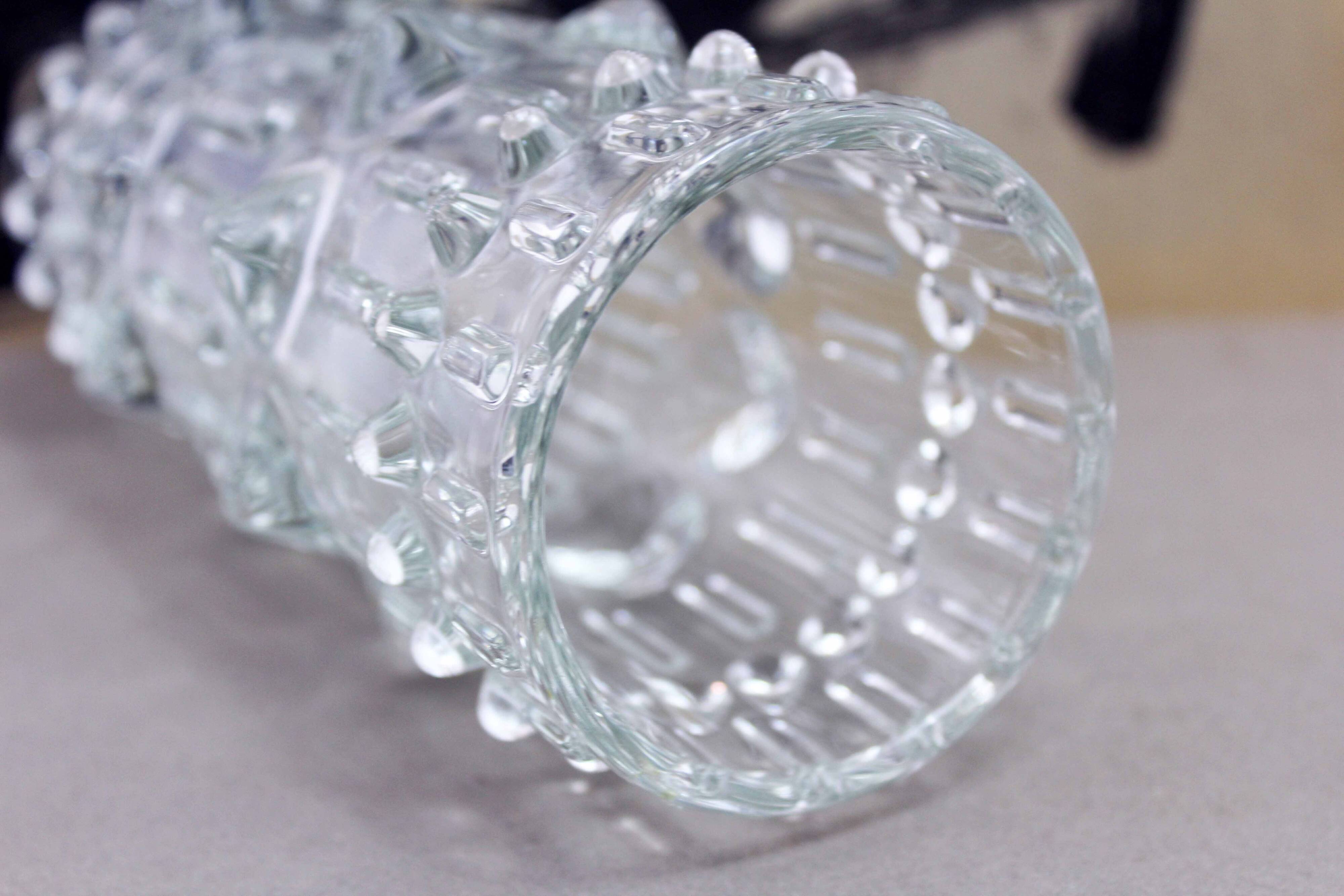 Vintage moulded glass vase Sklo Union 1970
