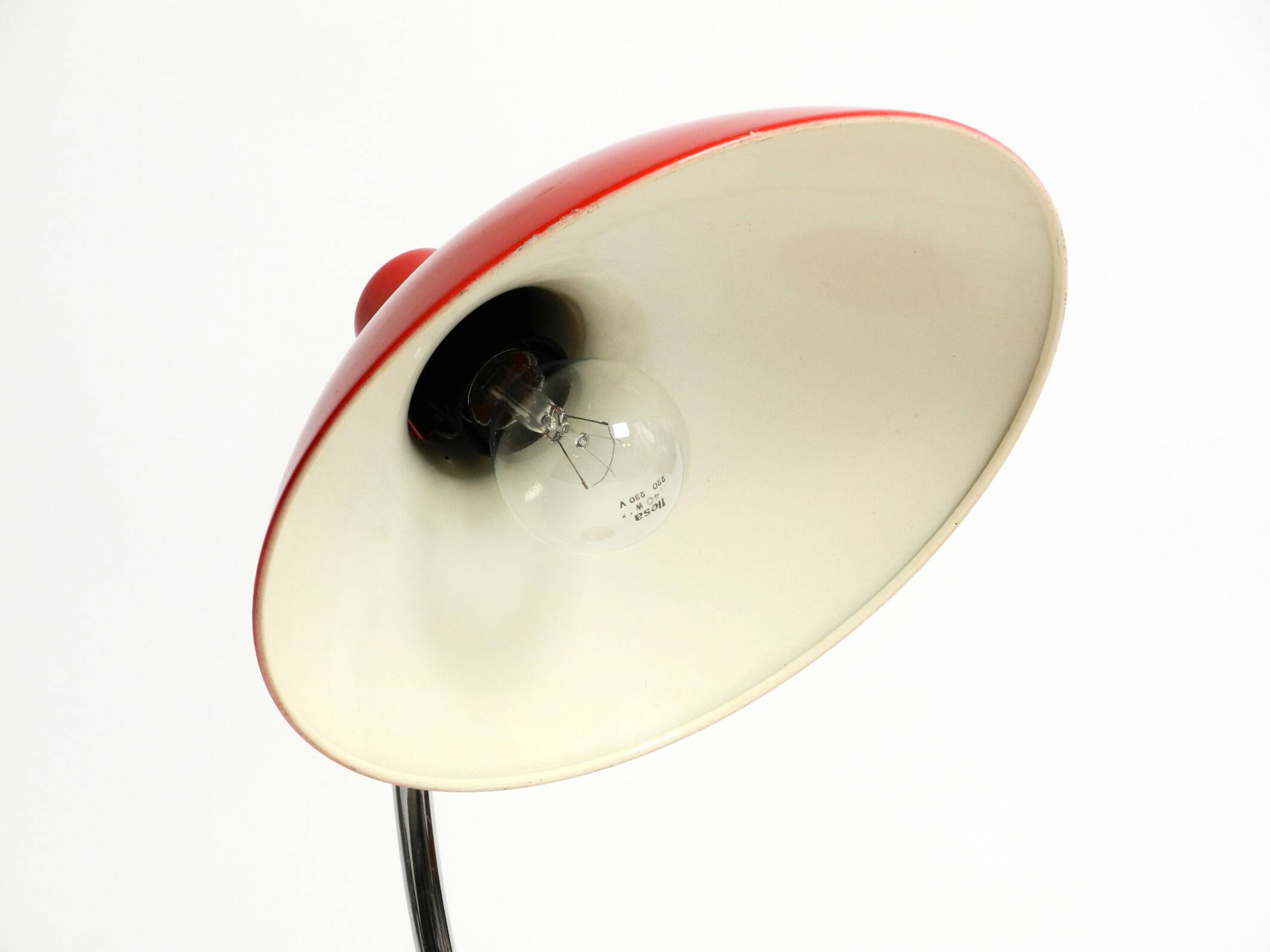 Original red Kaiser Idell metal table lamp model 6786 from the 1960s