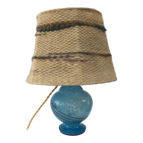 Art Deco table lamp in blue Clichy glass