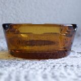 Cendrier bloc en verre ambré vintage