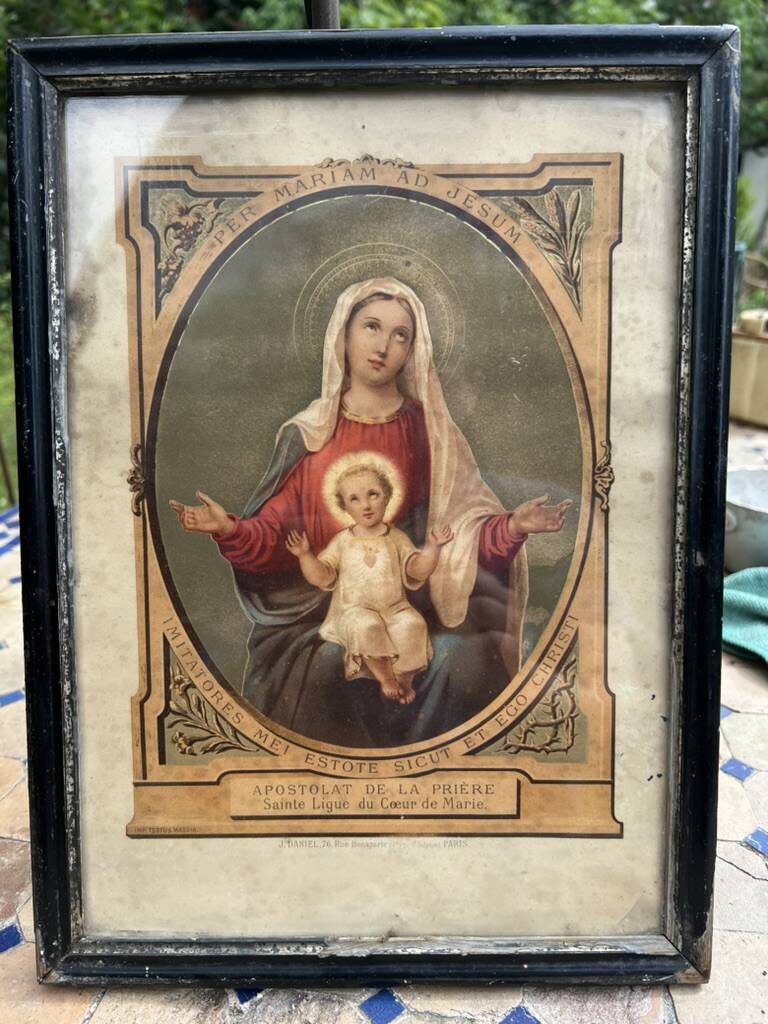 Framed religious image – "Per Mariam ad Jesum" – Paris, circa 1900