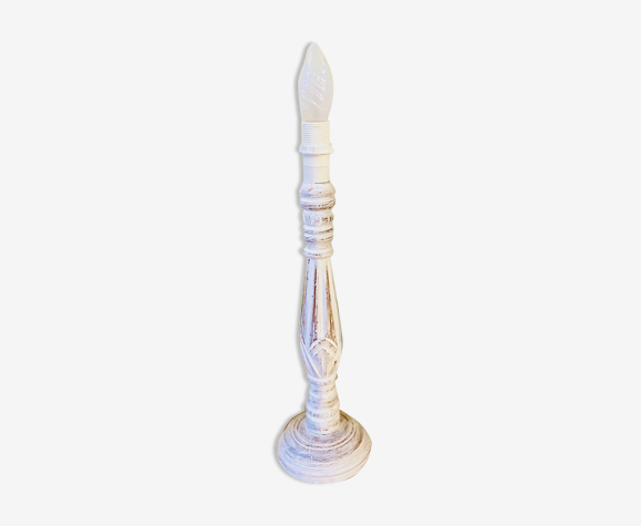 Wooden lamp foot patina white shabby