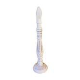 Pied de lampe en bois patine blanc shabby