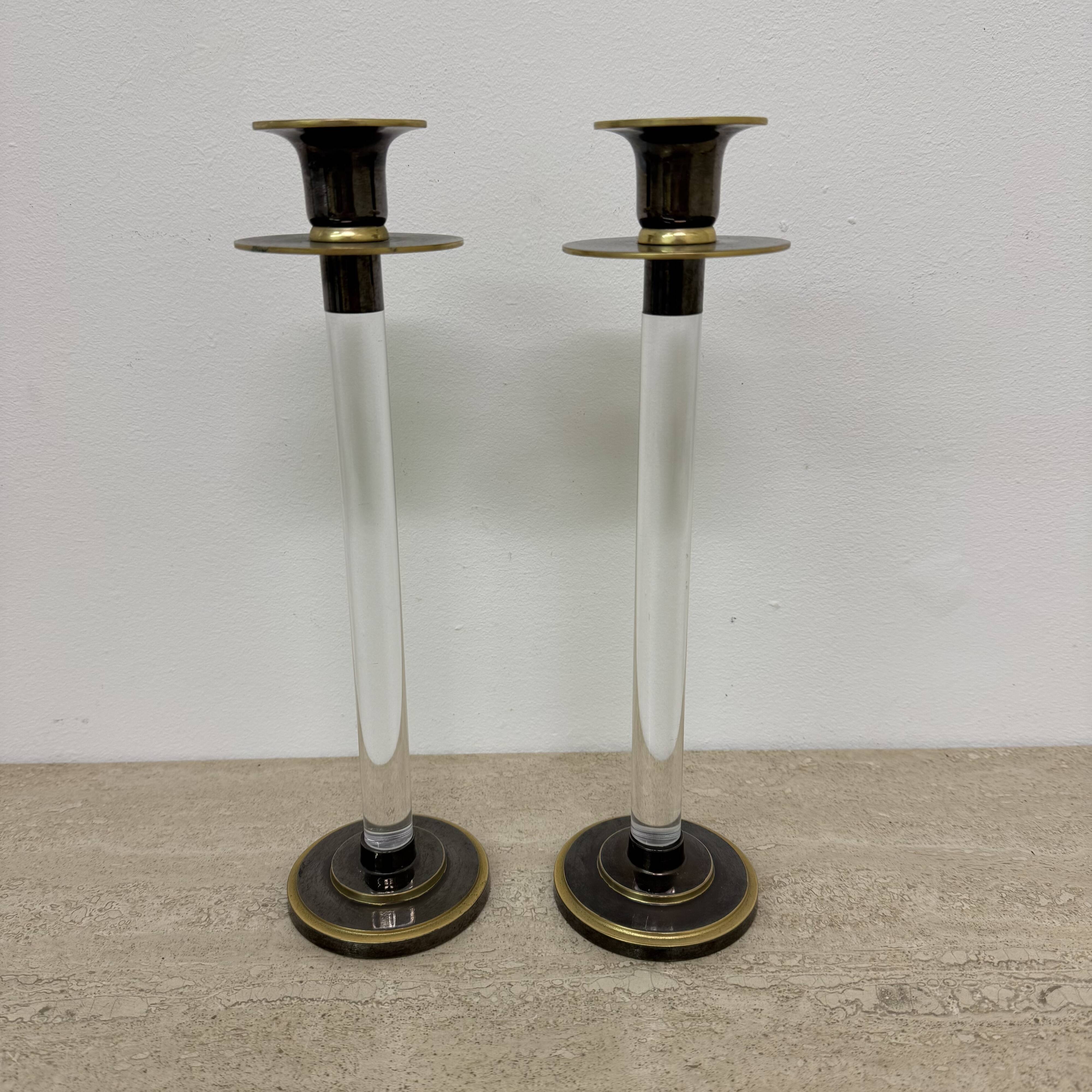 Set of 2 Caravell lucite candle sticks, 1970’s